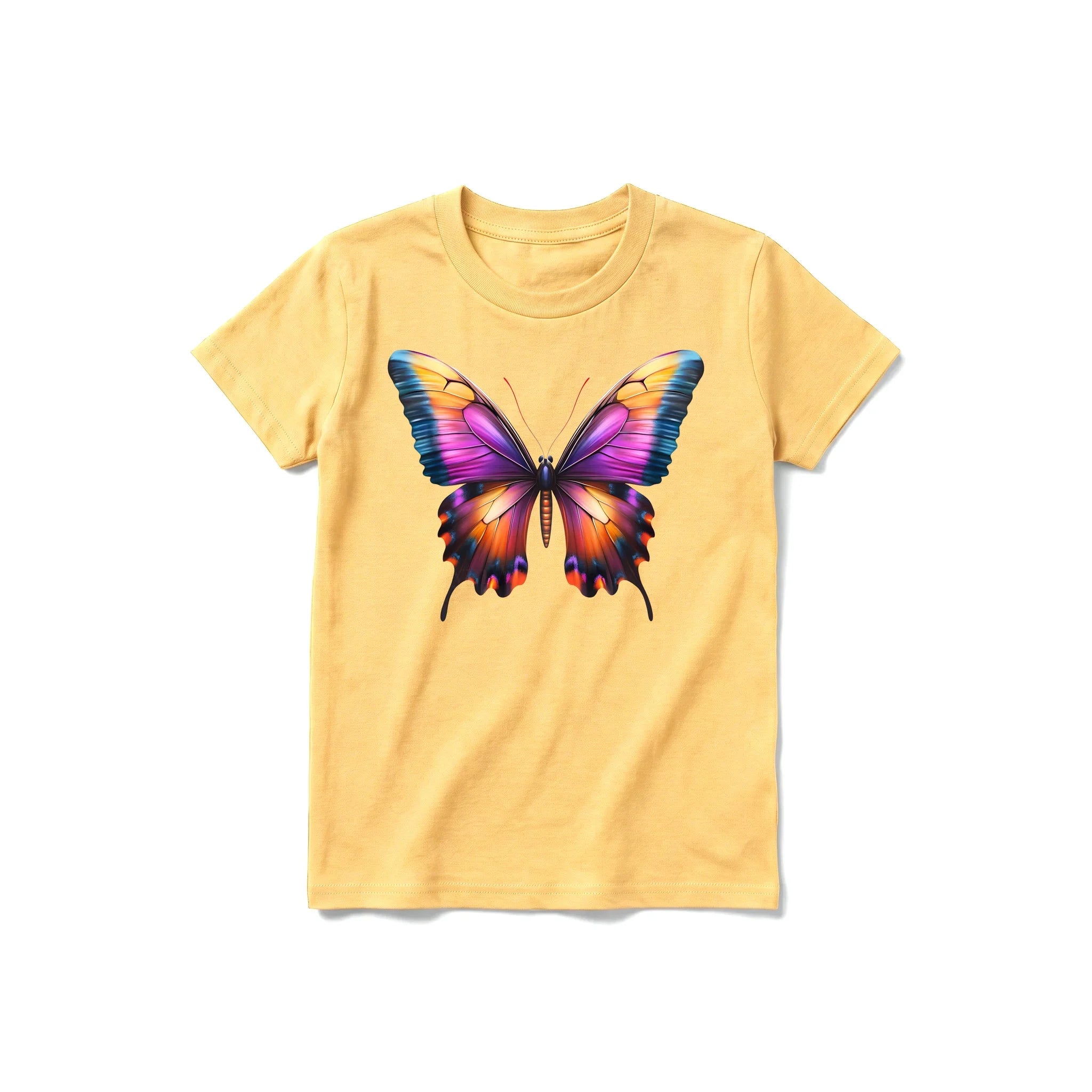 A mustard short-sleeve crewneck t-shirt for youth featuring a graphic of a arthropods animal on the front.