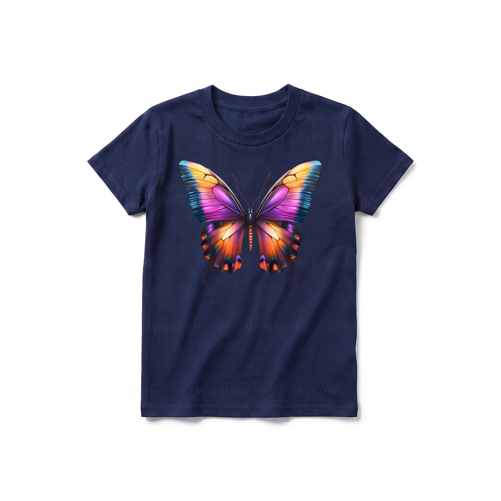 A navy short-sleeve crewneck t-shirt for youth featuring a graphic of a arthropods animal on the front.