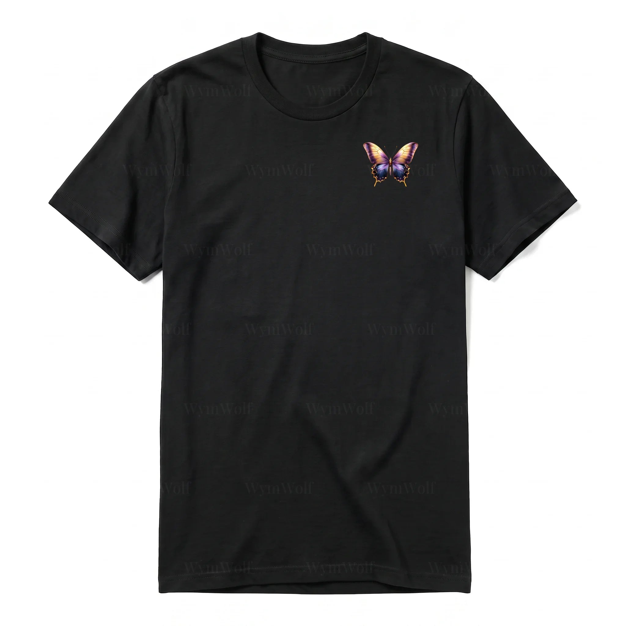 A black short-sleeve crewneck t-shirt for adult featuring a graphic of a arthropods animal on the left chest.