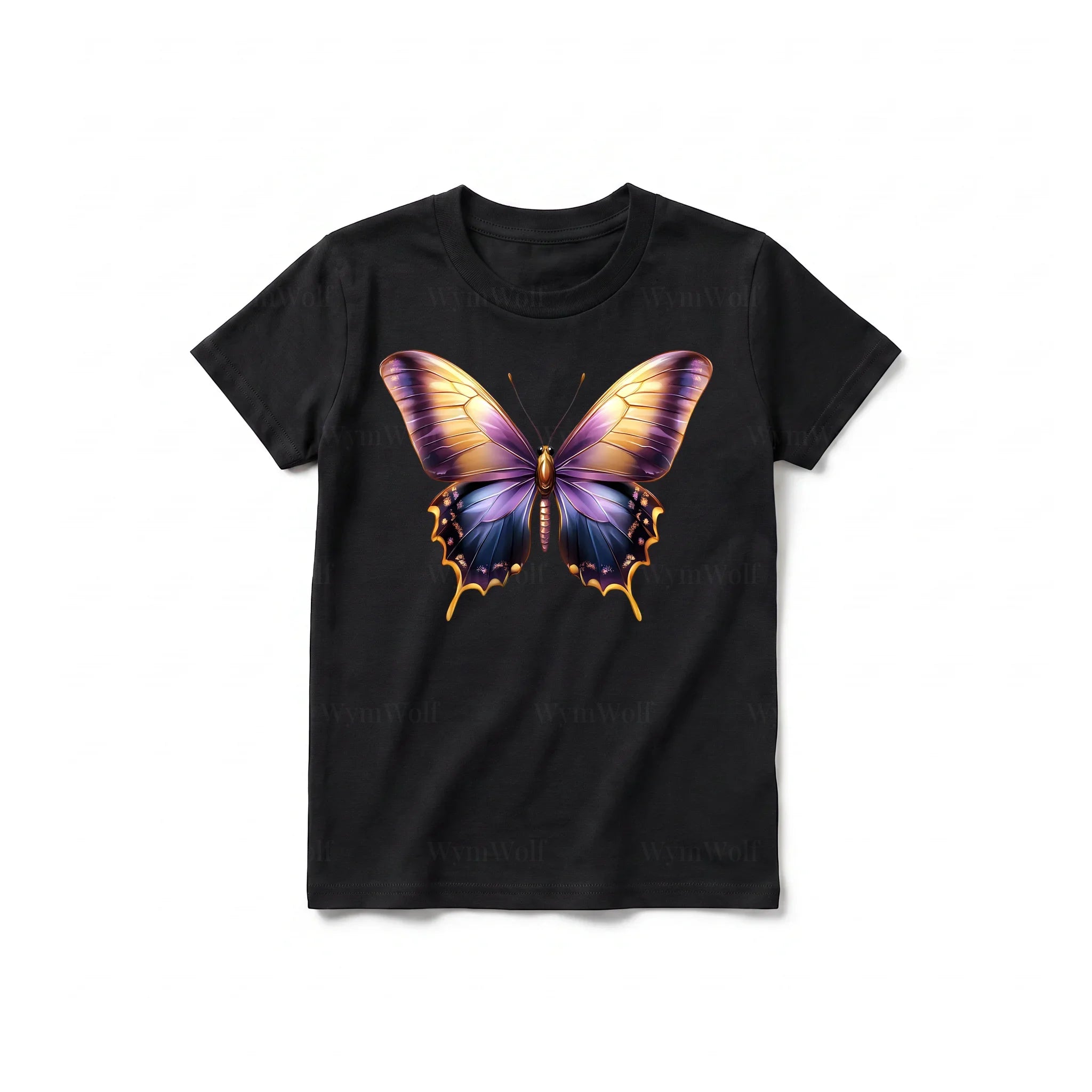 A black short-sleeve crewneck t-shirt for youth featuring a graphic of a arthropods animal on the front.