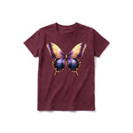 Un T-shirt marron à manches courtes et col rond pour jeune, orné d'un motif représentant un arthropode sur le devant.