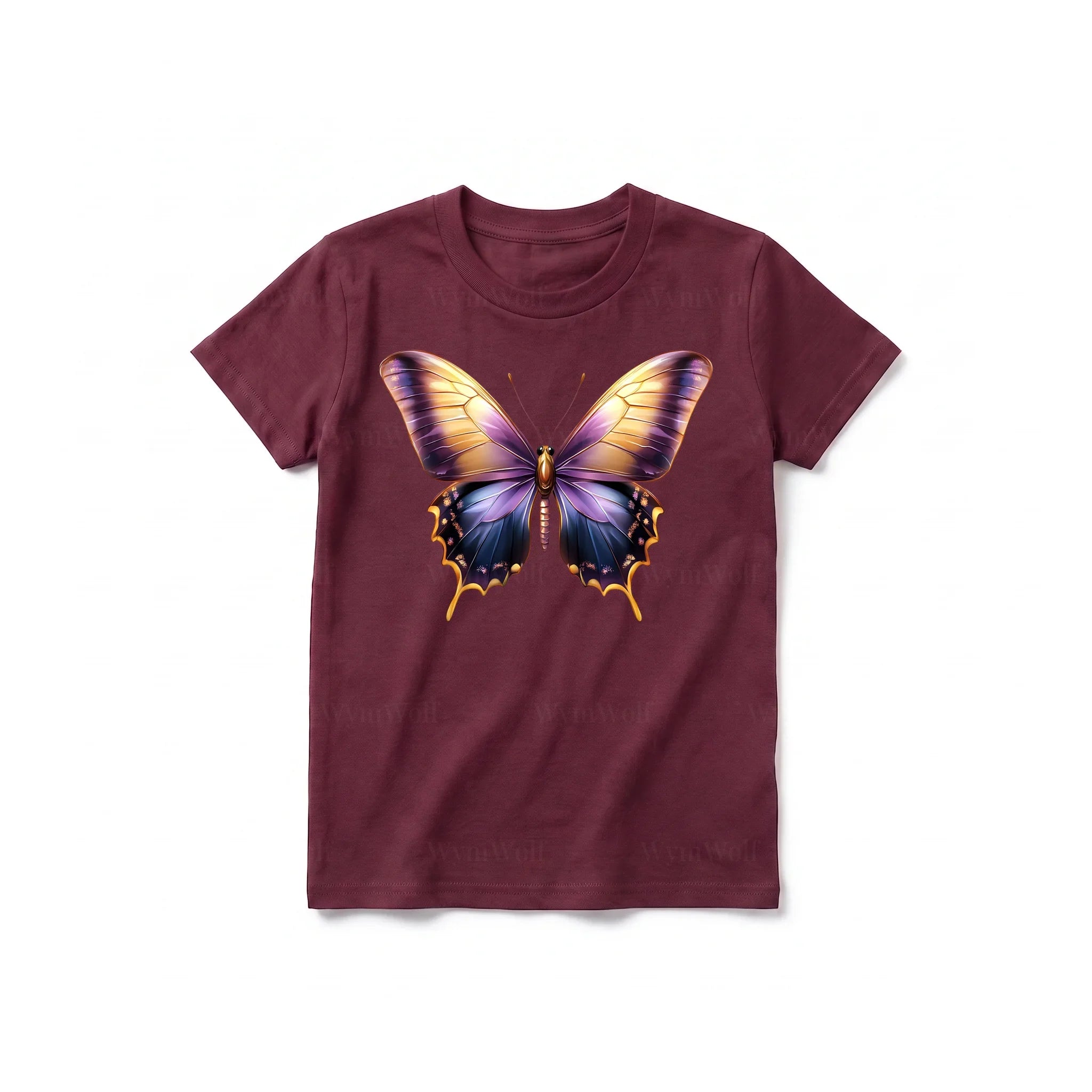 Un T-shirt marron à manches courtes et col rond pour jeune, orné d'un motif représentant un arthropode sur le devant.