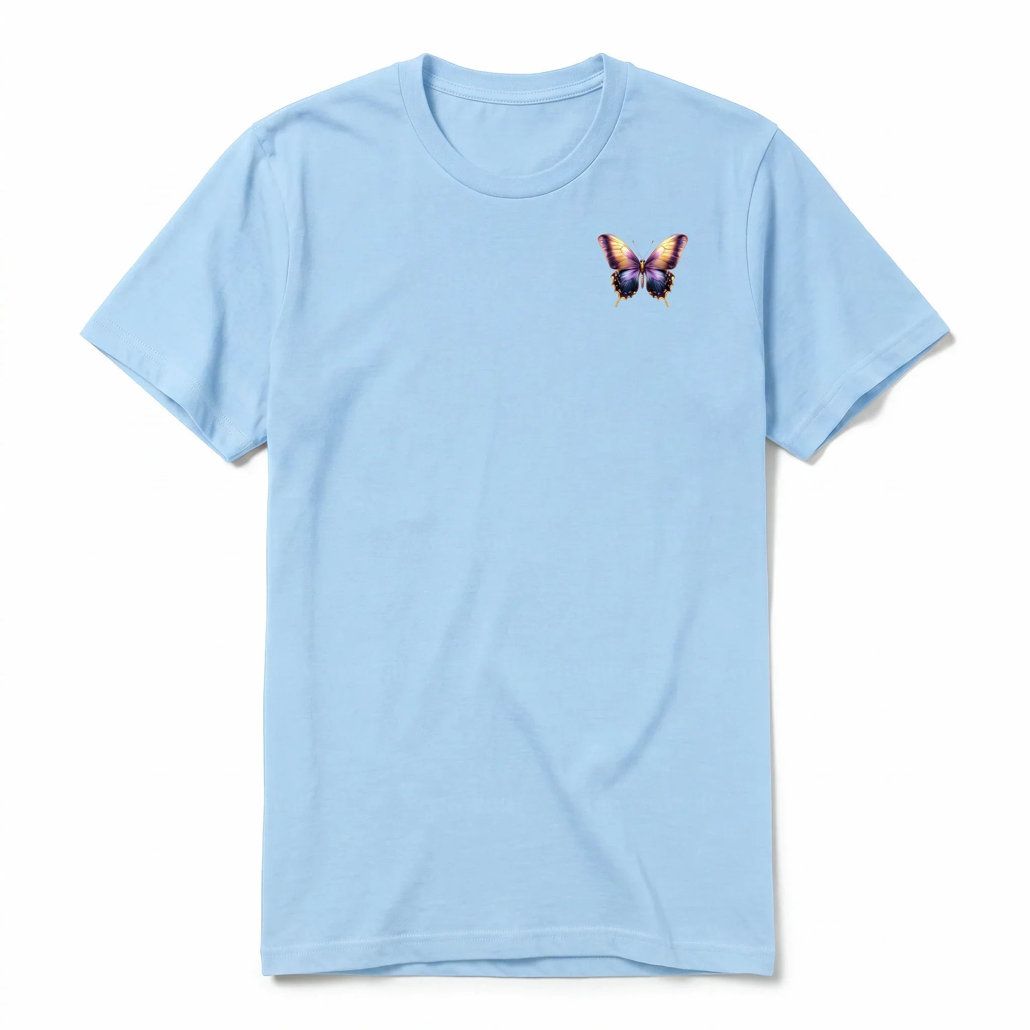 Un T-shirt poudre à manches courtes et col rond, orné d'un motif représentant un arthropod sur la poitrine gauche.