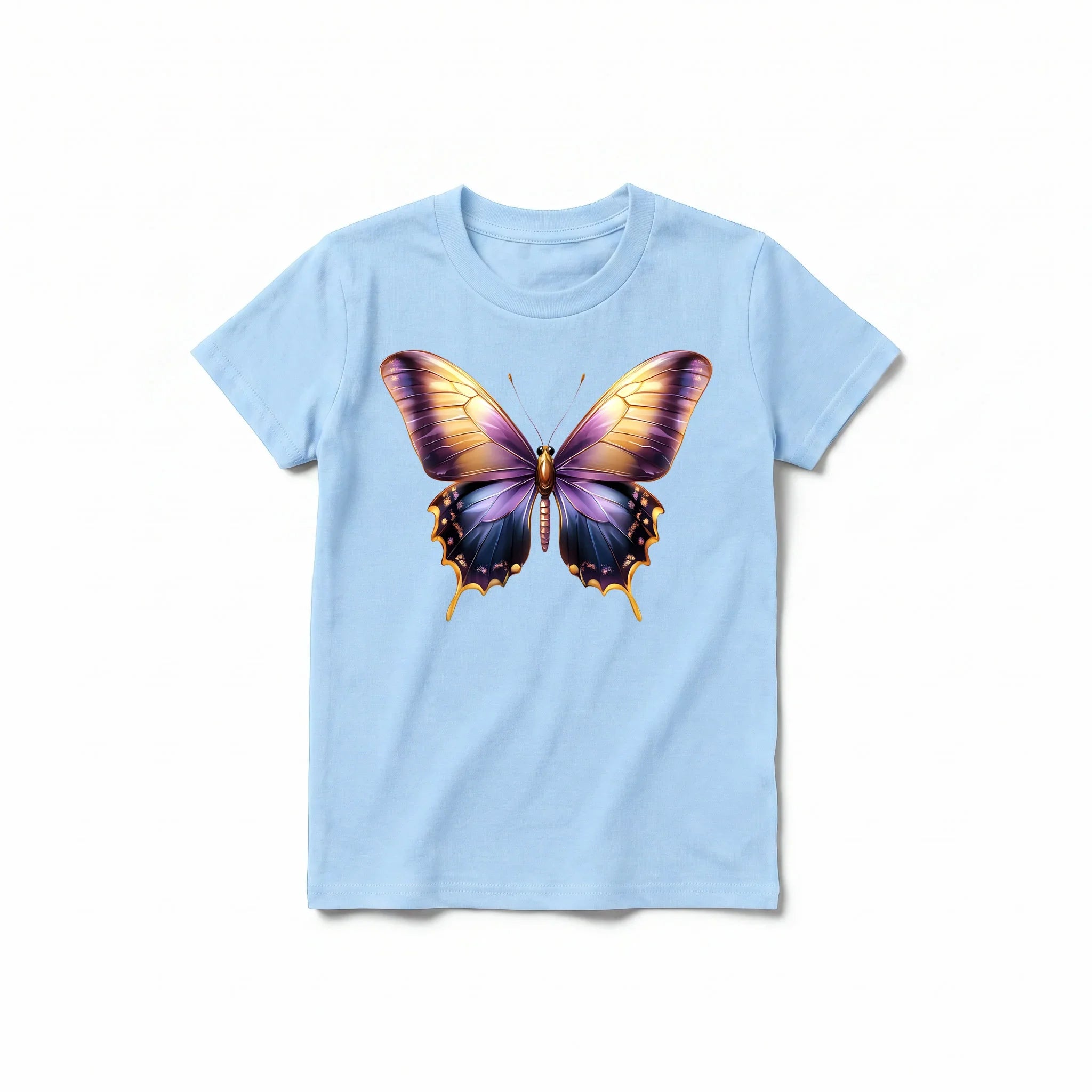 Un T-shirt poudre à manches courtes et col rond pour jeune, orné d'un motif représentant un arthropode sur le devant.