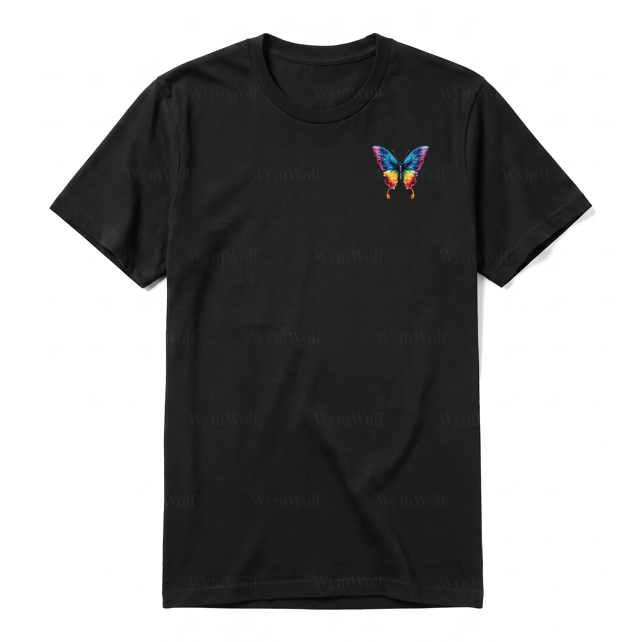 A black short-sleeve crewneck t-shirt for adult featuring a graphic of a arthropods animal on the left chest.