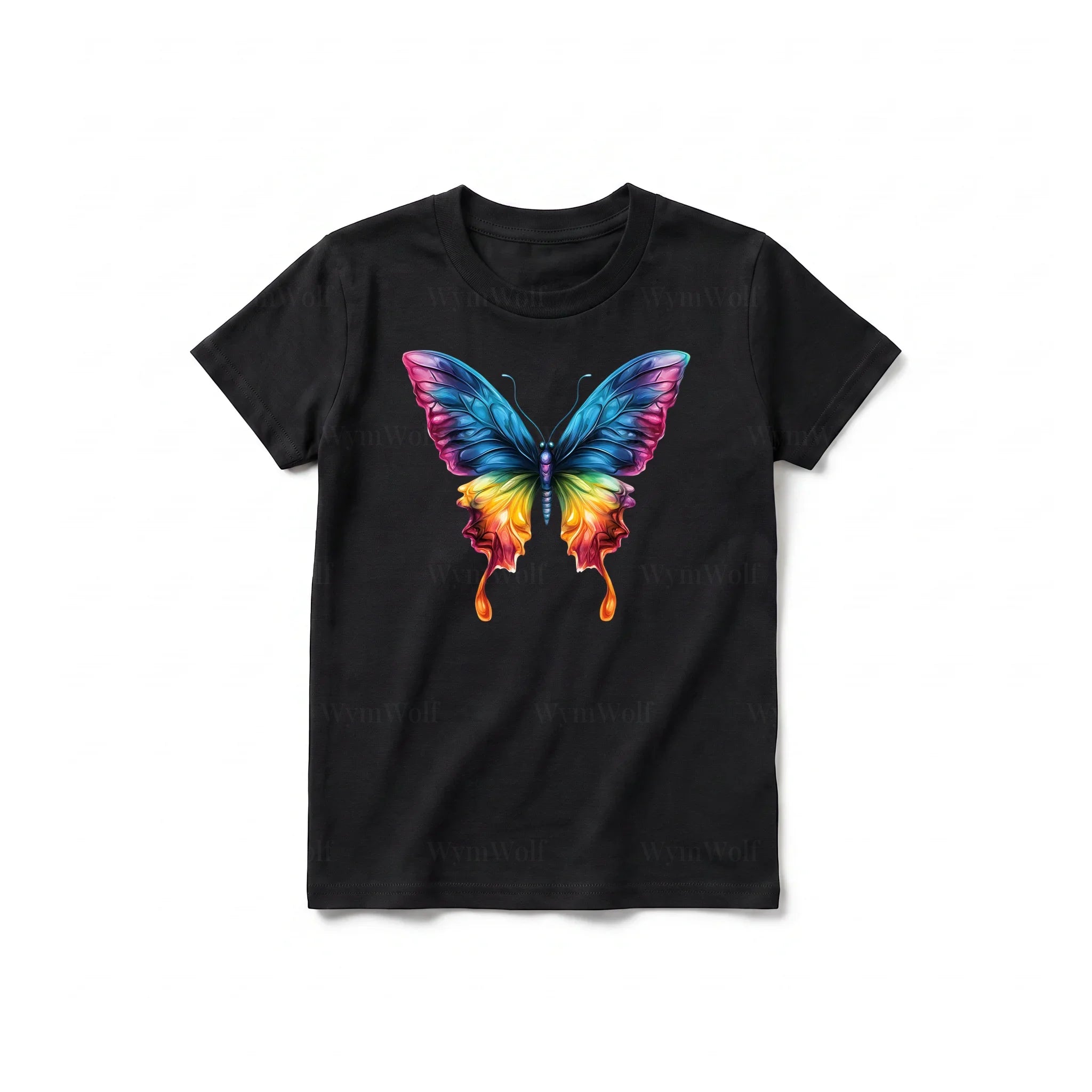 A black short-sleeve crewneck t-shirt for youth featuring a graphic of a arthropods animal on the front.