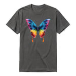 Un T-shirt charbon à manches courtes et col rond, orné d'un motif représentant un arthropod sur le devant.