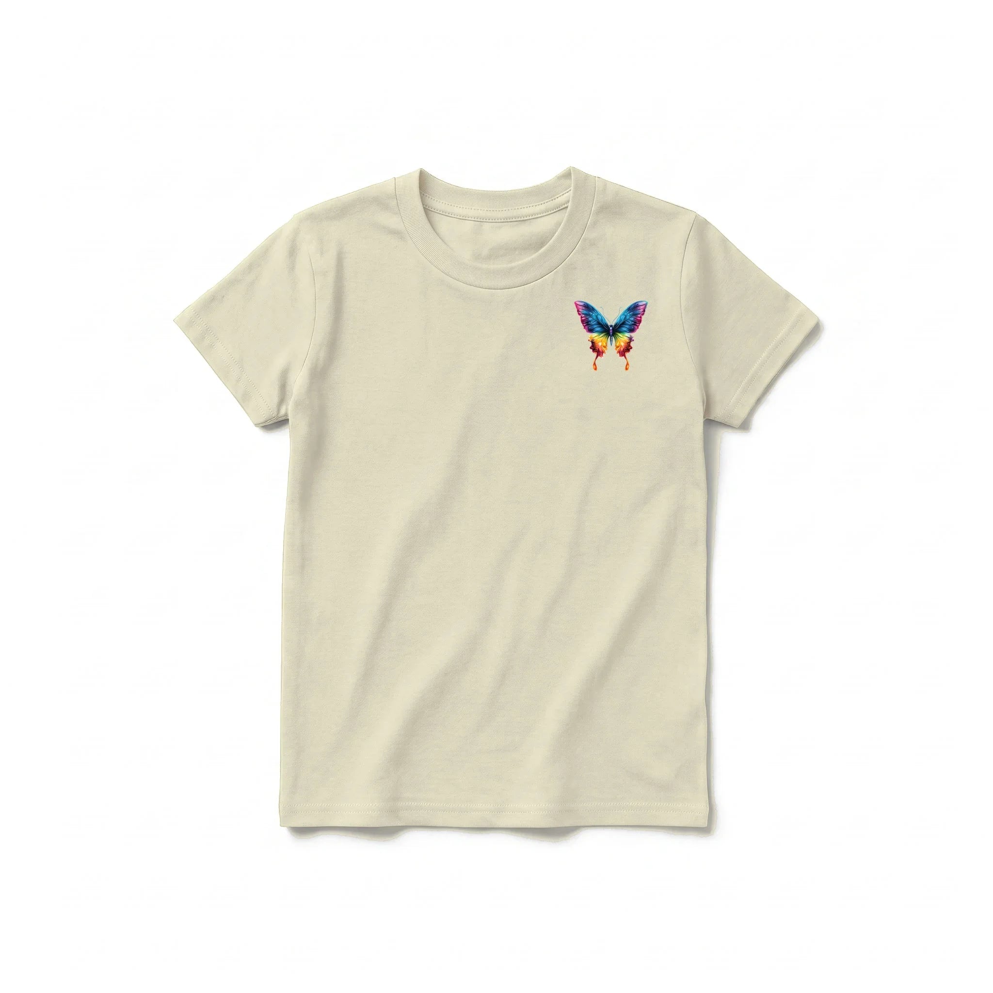 A latte short-sleeve crewneck t-shirt for youth featuring a graphic of a arthropods animal on the left chest.