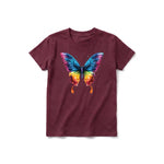 Un T-shirt marron à manches courtes et col rond pour jeune, orné d'un motif représentant un arthropode sur le devant.