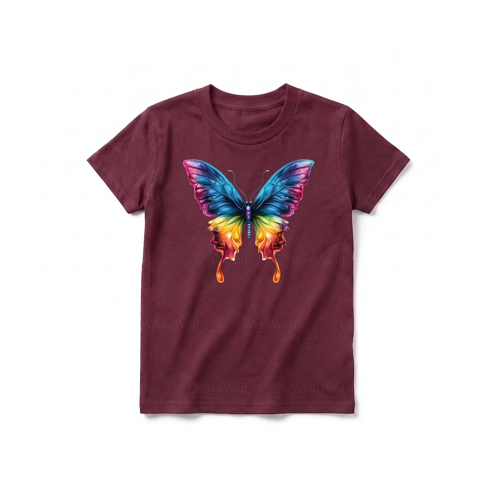 Un T-shirt marron à manches courtes et col rond pour jeune, orné d'un motif représentant un arthropode sur le devant.