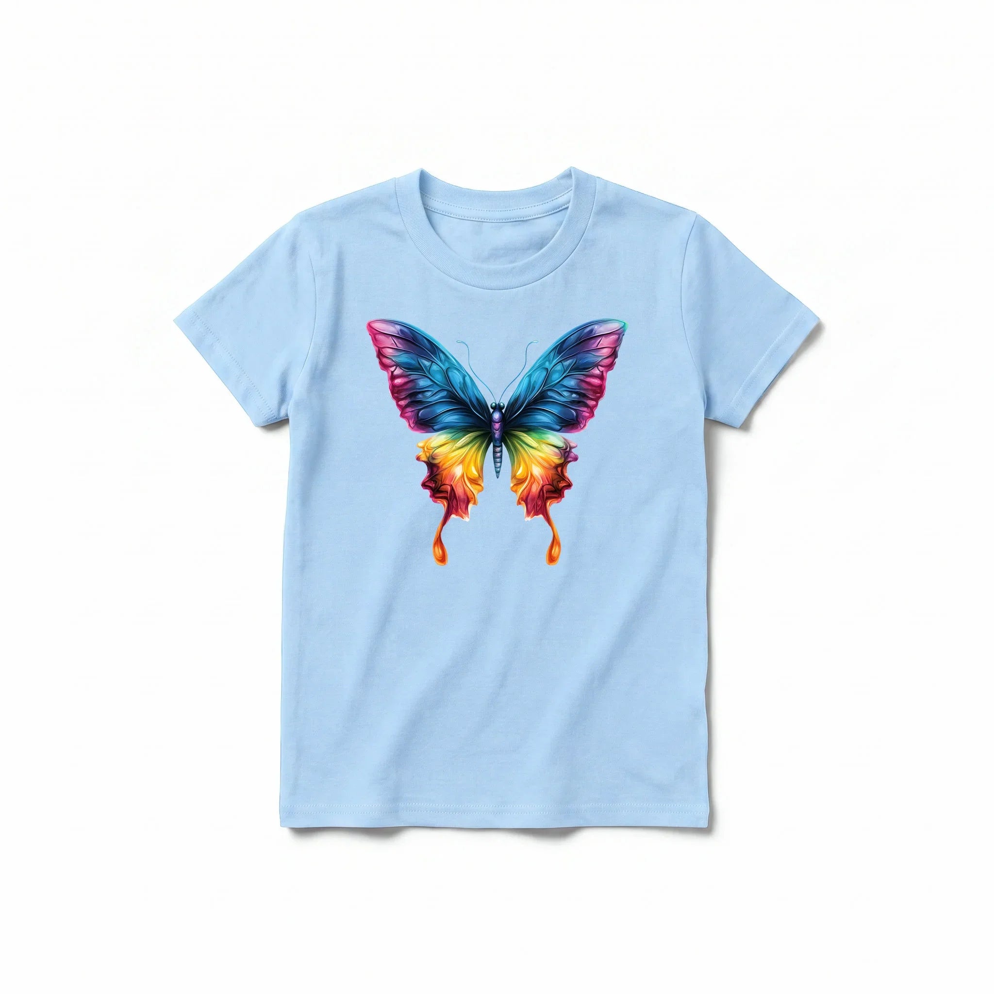 Un T-shirt poudre à manches courtes et col rond pour jeune, orné d'un motif représentant un arthropode sur le devant.