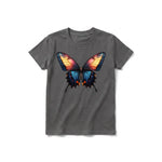 Un T-shirt charbon à manches courtes et col rond pour jeune, orné d'un motif représentant un arthropode sur le devant.