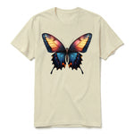Un T-shirt latte à manches courtes et col rond, orné d'un motif représentant un arthropod sur le devant.