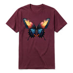 Un T-shirt marron à manches courtes et col rond, orné d'un motif représentant un arthropod sur le devant.