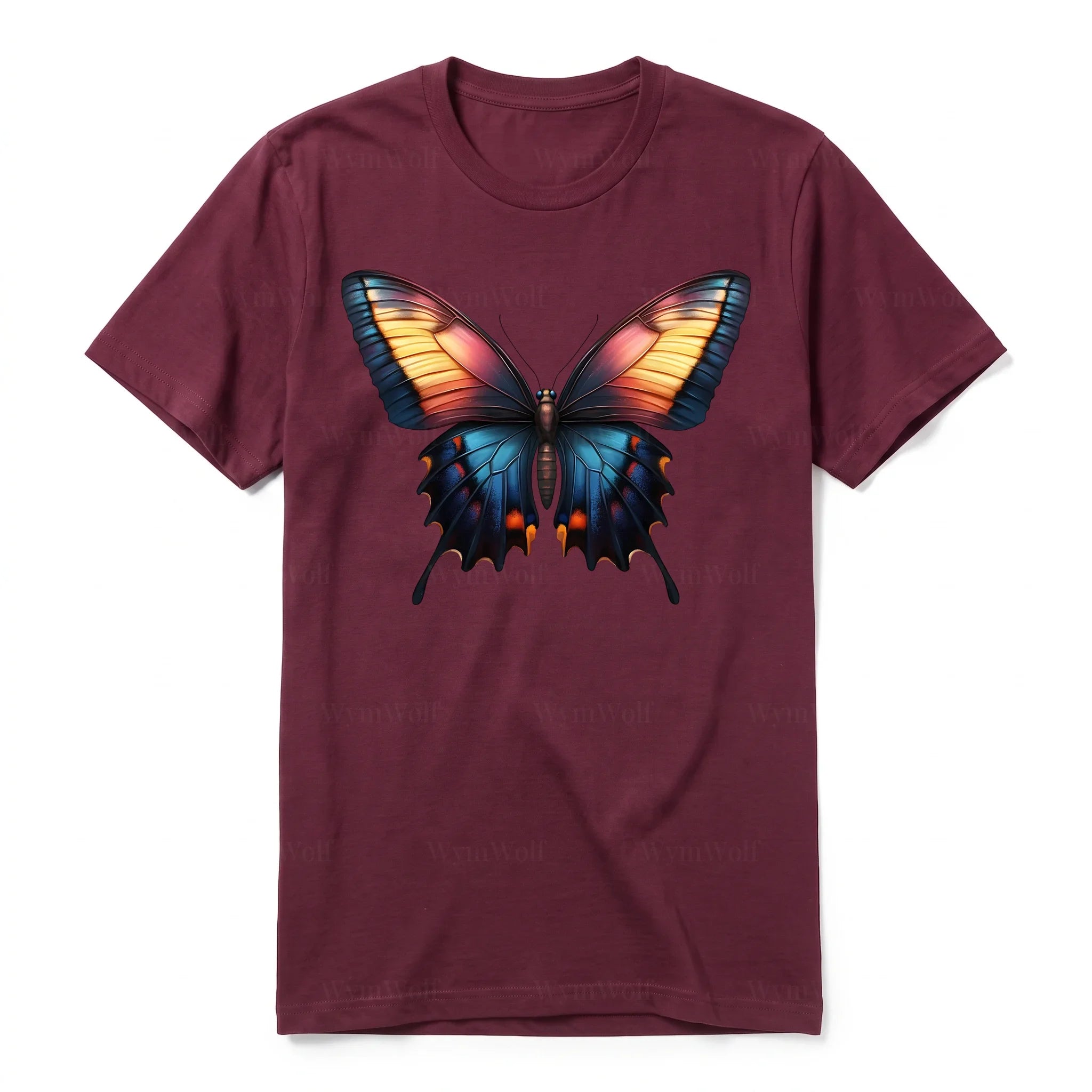 Un T-shirt marron à manches courtes et col rond, orné d'un motif représentant un arthropod sur le devant.