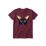 Un T-shirt marron à manches courtes et col rond pour jeune, orné d'un motif représentant un arthropode sur le devant.