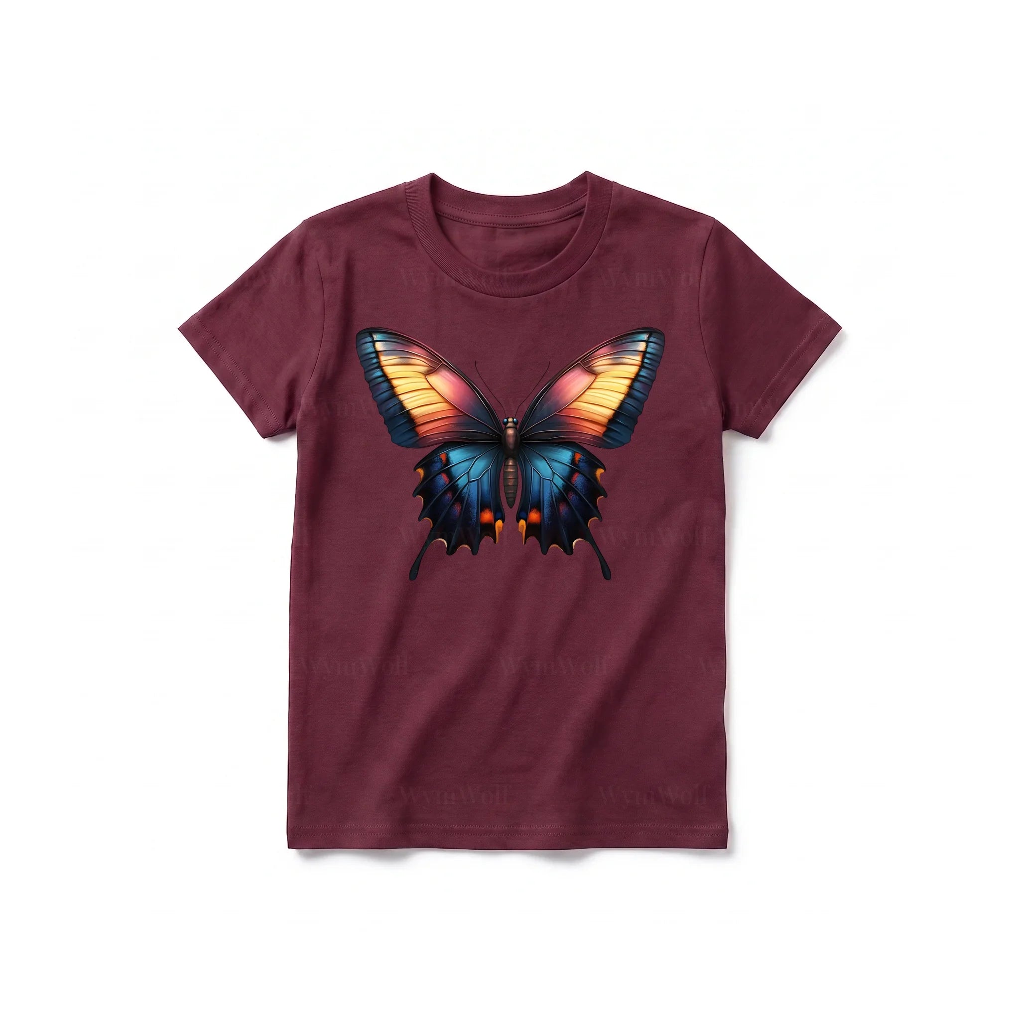 Un T-shirt marron à manches courtes et col rond pour jeune, orné d'un motif représentant un arthropode sur le devant.