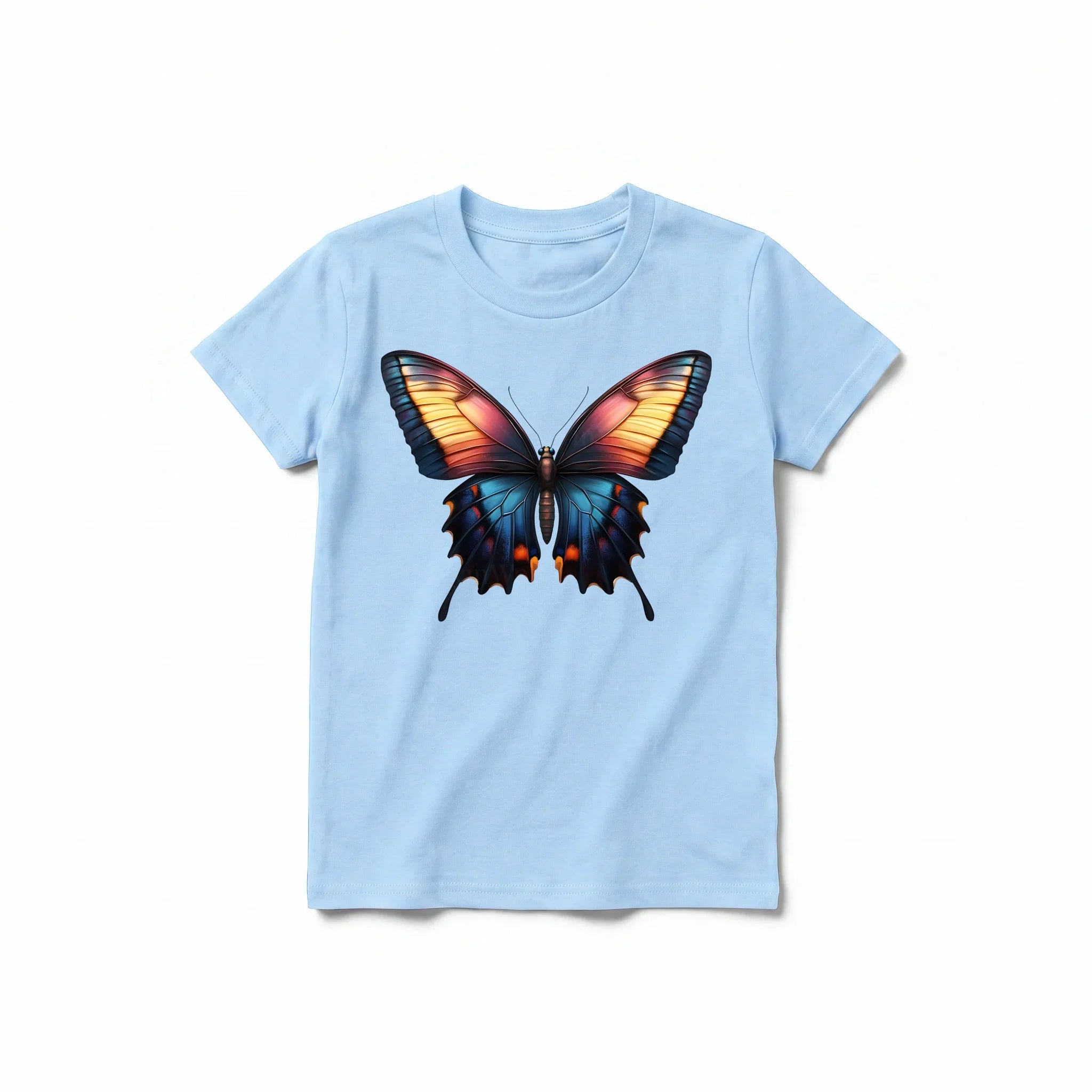 Un T-shirt poudre à manches courtes et col rond pour jeune, orné d'un motif représentant un arthropode sur le devant.