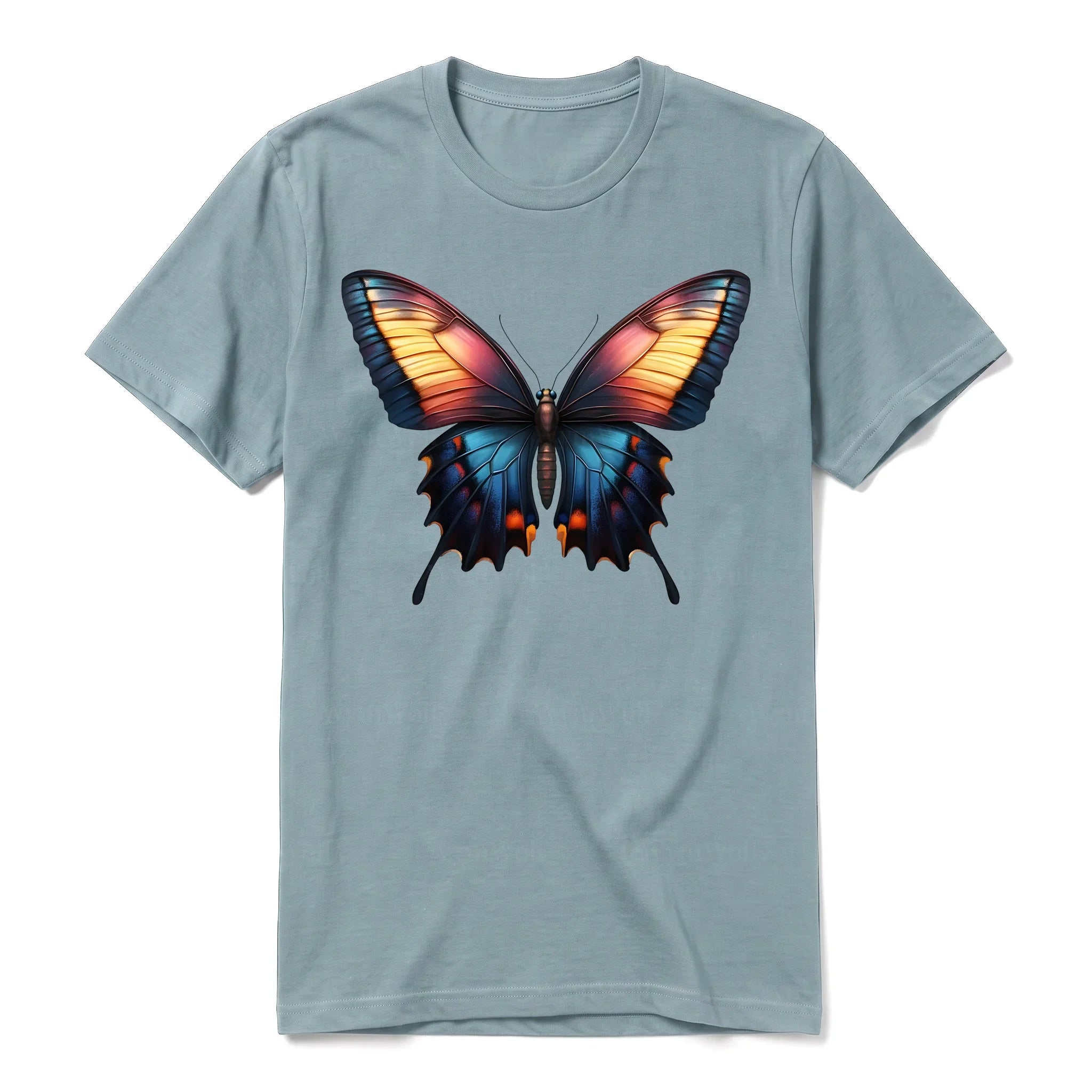Un T-shirt sauge à manches courtes et col rond, orné d'un motif représentant un arthropod sur le devant.