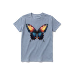 Un T-shirt steel-blue à manches courtes et col rond pour jeune, orné d'un motif représentant un arthropode sur le devant.