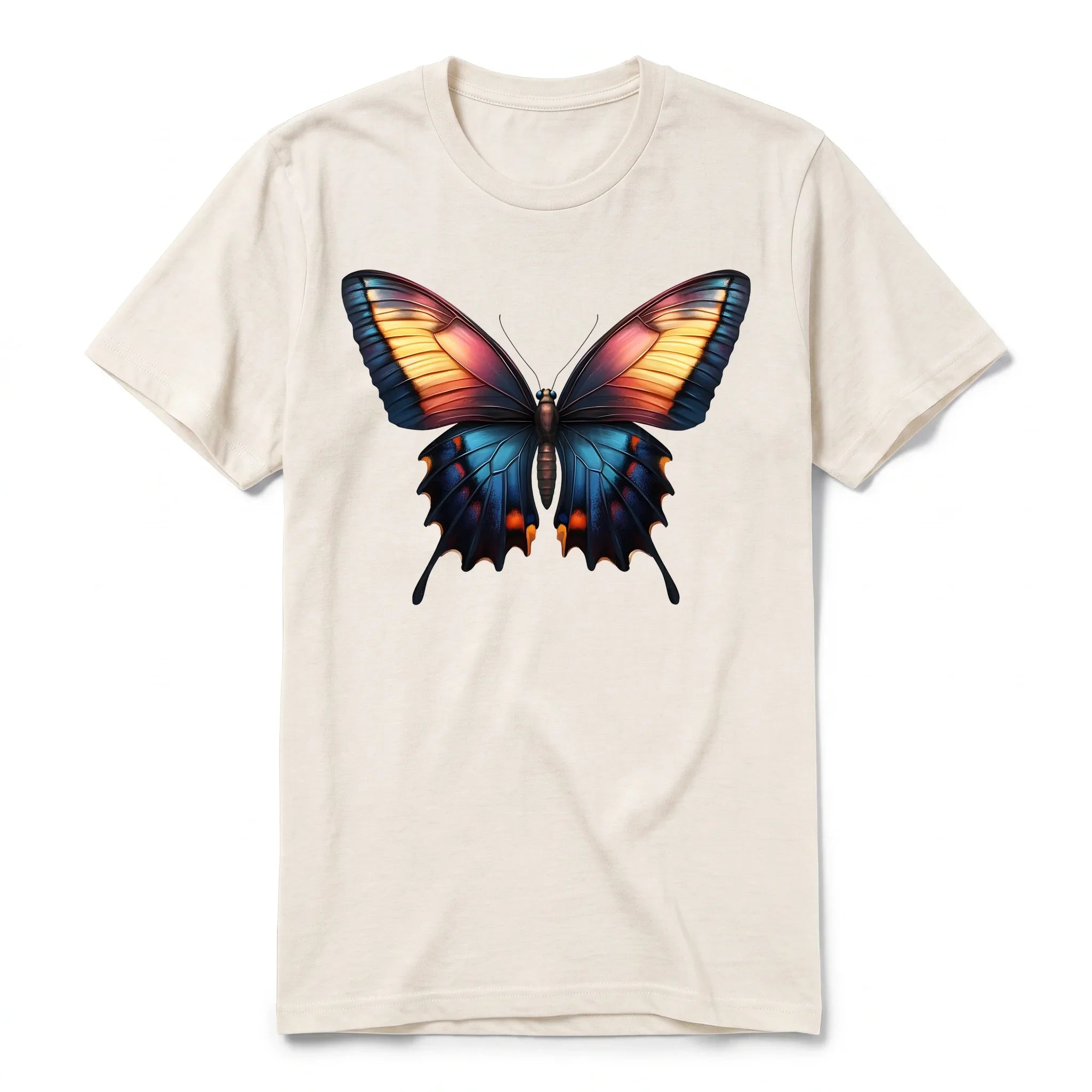 Un T-shirt blanc vintage à manches courtes et col rond, orné d'un motif représentant un arthropod sur le devant.