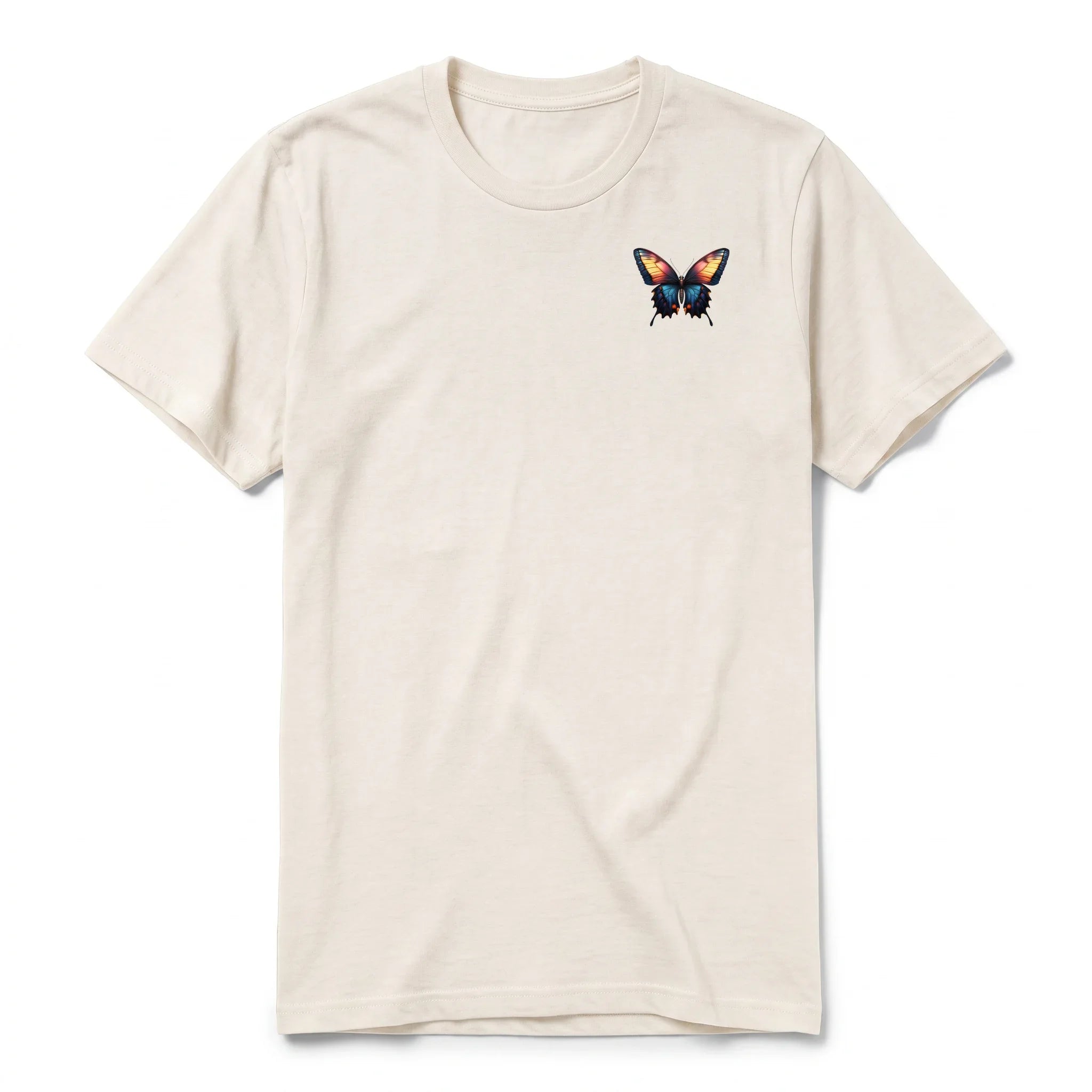 Un T-shirt blanc vintage à manches courtes et col rond, orné d'un motif représentant un arthropod sur la poitrine gauche.