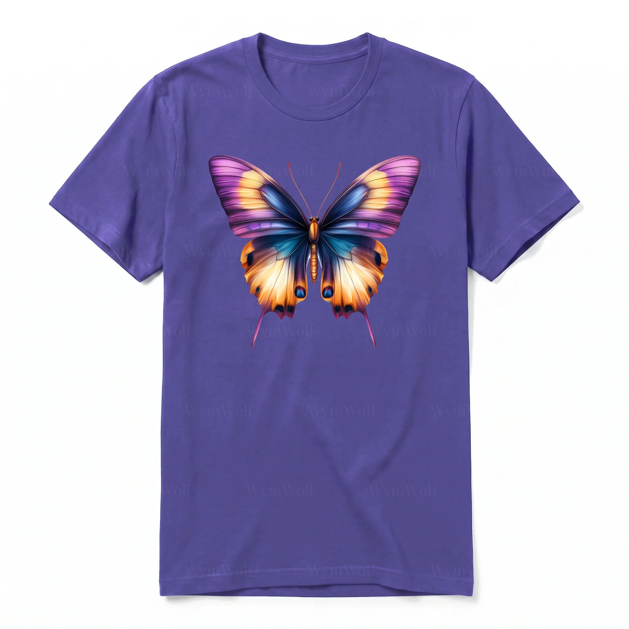 A purple short-sleeve crewneck t-shirt for adult featuring a graphic of a arthropods animal on the front.