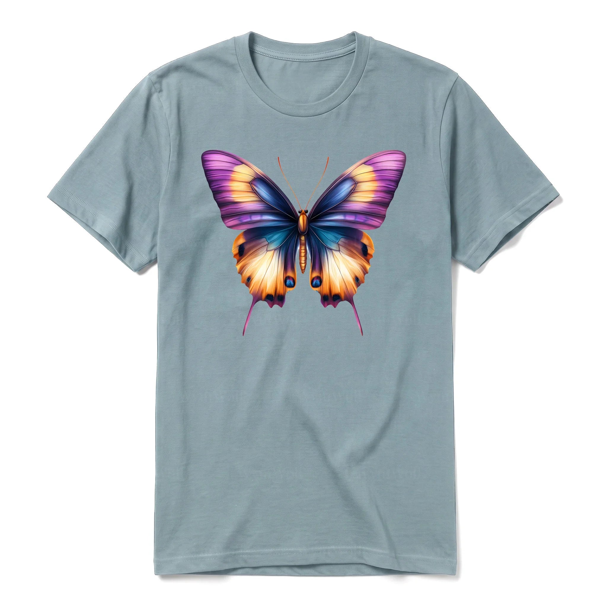 Un T-shirt sauge à manches courtes et col rond, orné d'un motif représentant un arthropod sur le devant.