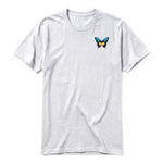 A ash grey short-sleeve crewneck t-shirt for adult featuring a graphic of a arthropods animal on the left chest.