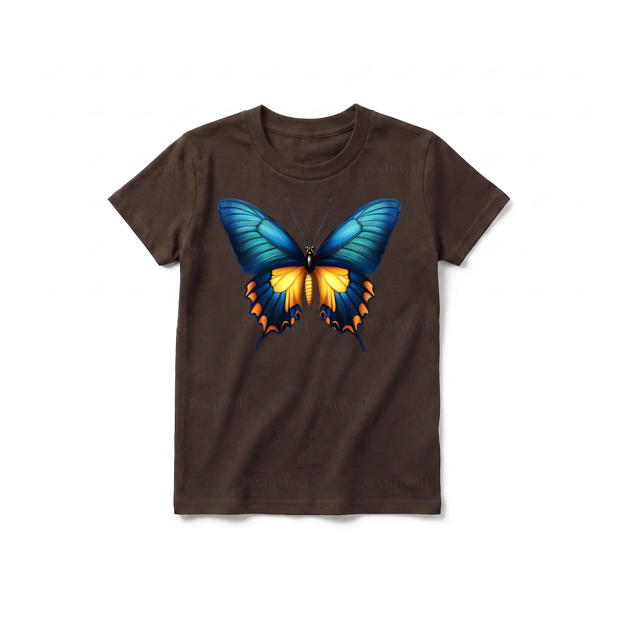 A chocolate short-sleeve crewneck t-shirt for youth featuring a graphic of a arthropods animal on the front.