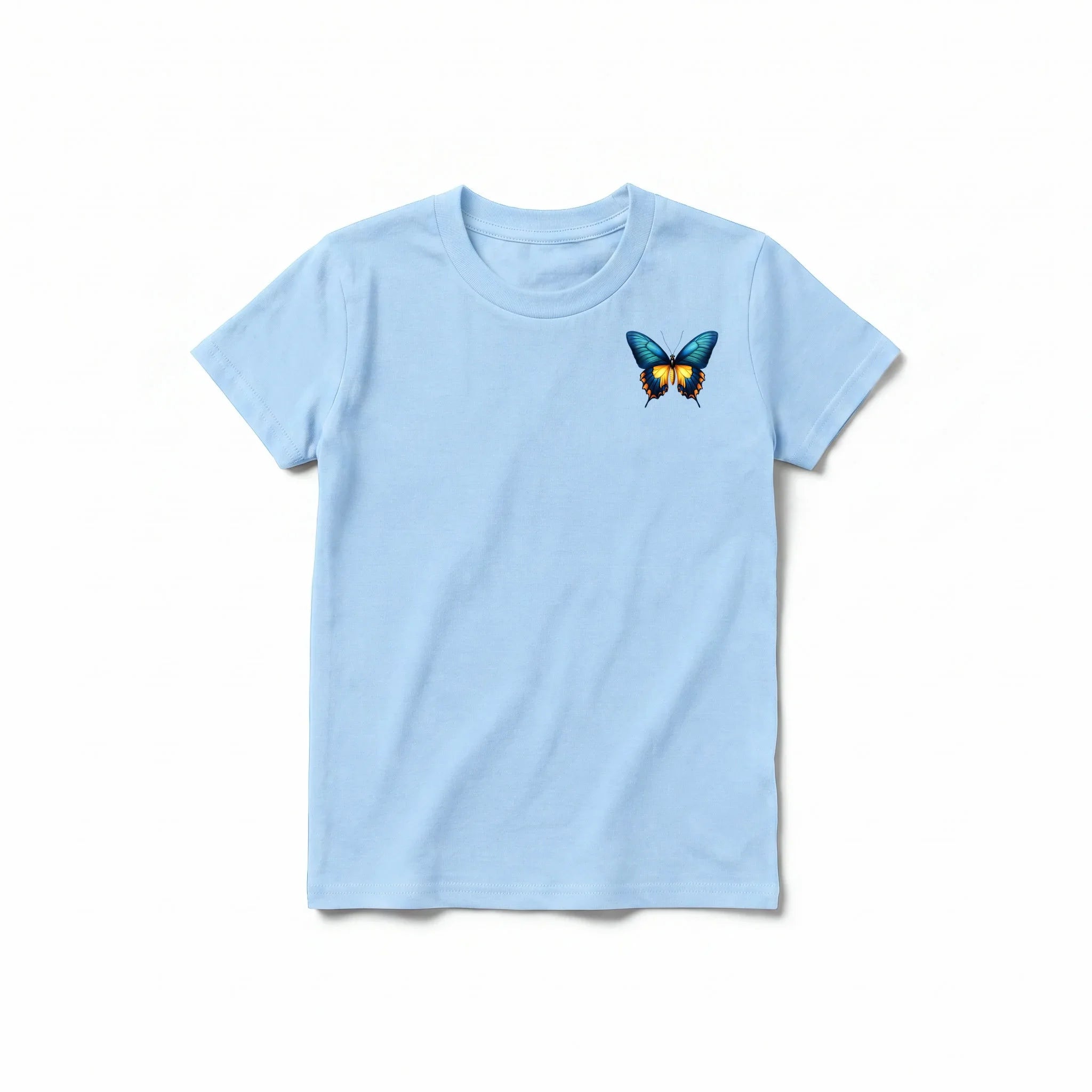 Un T-shirt poudre à manches courtes et col rond pour jeune, orné d'un motif représentant un arthropode sur la poitrine gauche.