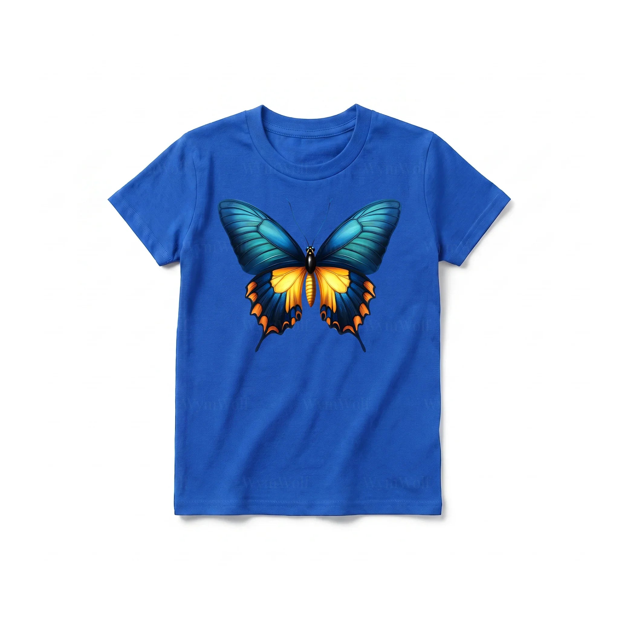 A royal short-sleeve crewneck t-shirt for youth featuring a graphic of a arthropods animal on the front.
