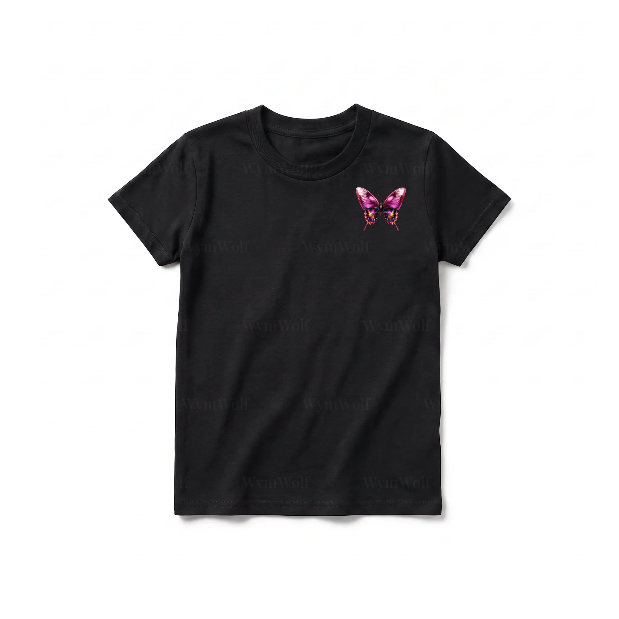 A black short-sleeve crewneck t-shirt for youth featuring a graphic of a arthropods animal on the left chest.