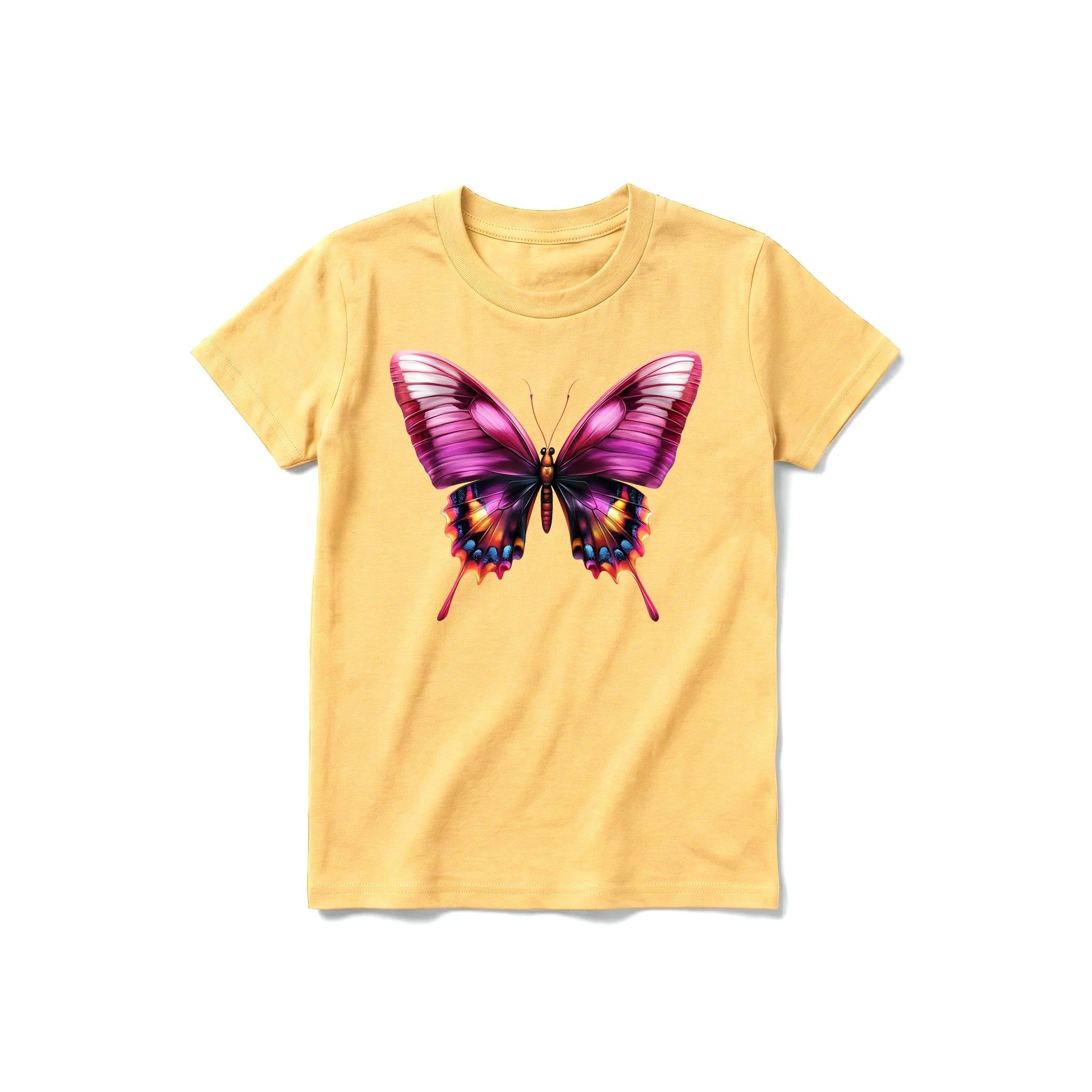 A mustard short-sleeve crewneck t-shirt for youth featuring a graphic of a arthropods animal on the front.