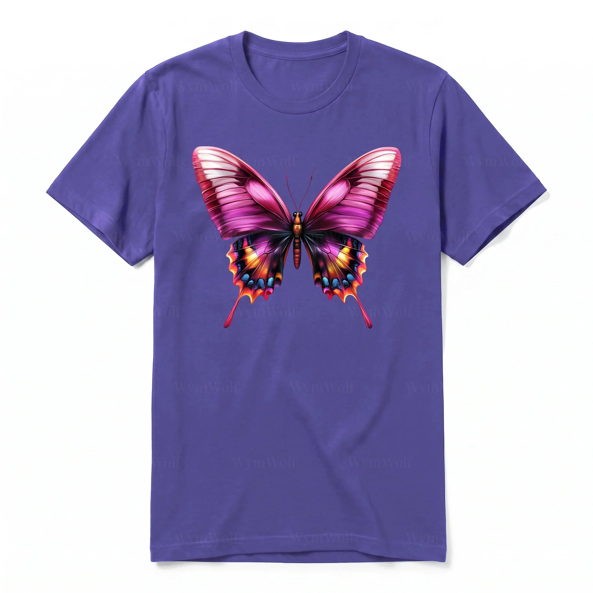 A purple short-sleeve crewneck t-shirt for adult featuring a graphic of a arthropods animal on the front.