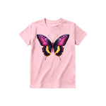 A pink short-sleeve crewneck t-shirt for youth featuring a graphic of a arthropods animal on the front.