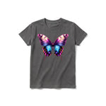 Un T-shirt charbon à manches courtes et col rond pour jeune, orné d'un motif représentant un arthropode sur le devant.