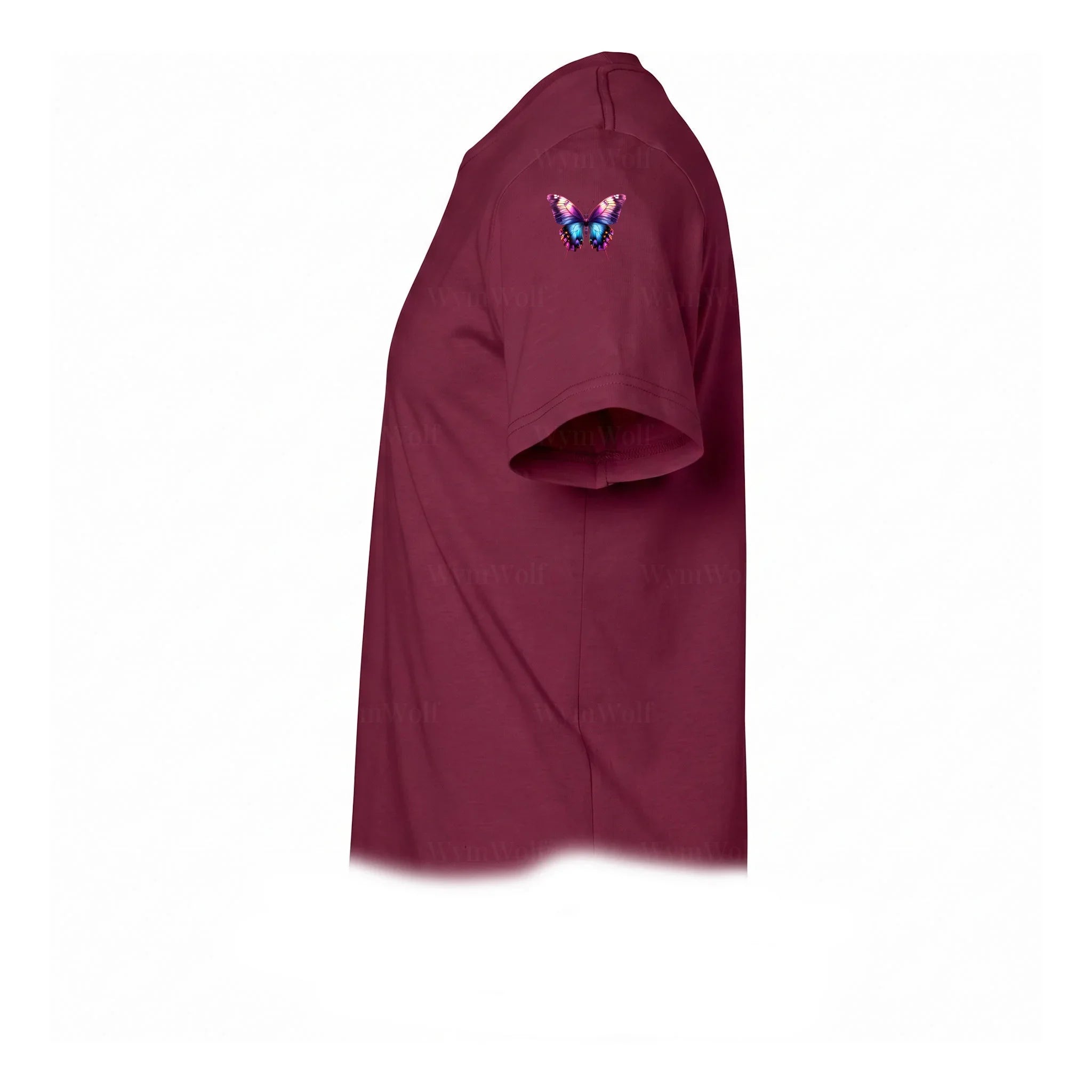 Un T-shirt marron à manches courtes et col rond, orné d'un motif représentant un arthropode sur le haut de la manche gauche.