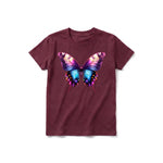 Un T-shirt marron à manches courtes et col rond pour jeune, orné d'un motif représentant un arthropode sur le devant.
