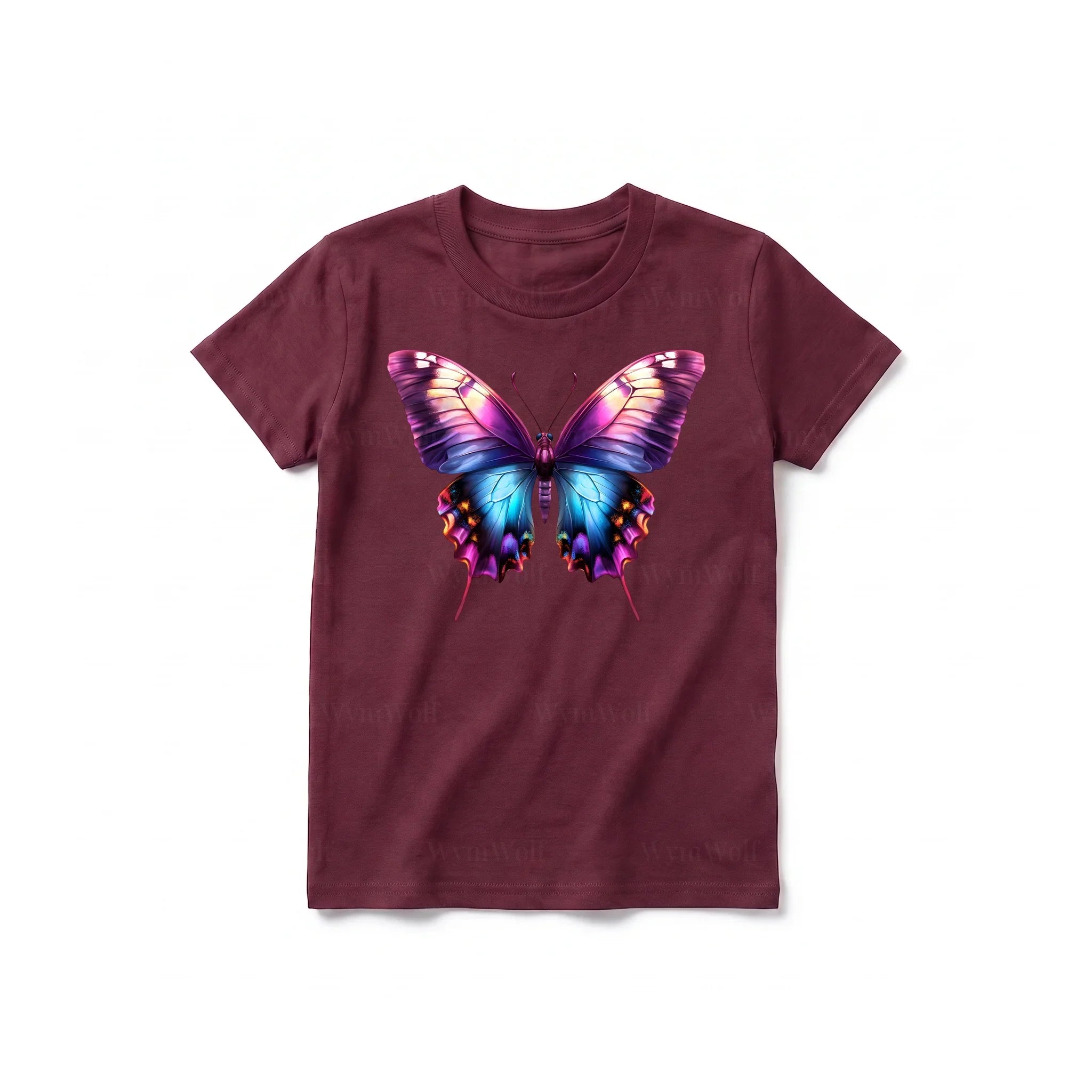 Un T-shirt marron à manches courtes et col rond pour jeune, orné d'un motif représentant un arthropode sur le devant.