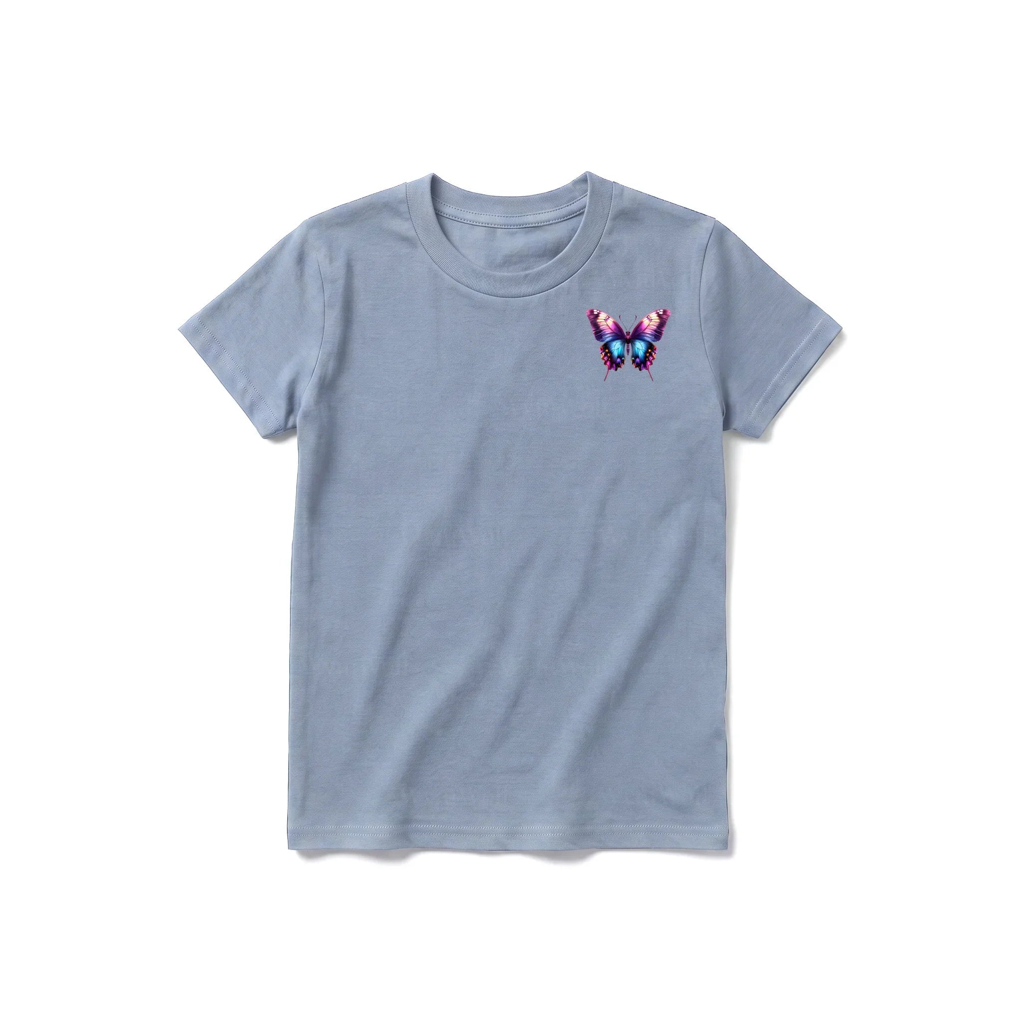 A steel-blue short-sleeve crewneck t-shirt for youth featuring a graphic of a arthropods animal on the left chest.