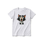 A ash grey short-sleeve crewneck t-shirt for youth featuring a graphic of a cat on the front.