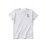 A ash grey short-sleeve crewneck t-shirt for youth featuring a graphic of a cat on the left chest.
