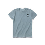 A sage short-sleeve crewneck t-shirt for youth featuring a graphic of a cat on the left chest.
