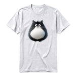 A ash grey short-sleeve crewneck t-shirt for adult featuring a graphic of a cat on the front.