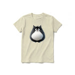 A latte short-sleeve crewneck t-shirt for youth featuring a graphic of a cat on the front.