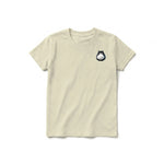 A latte short-sleeve crewneck t-shirt for youth featuring a graphic of a cat on the left chest.
