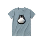 A sage short-sleeve crewneck t-shirt for youth featuring a graphic of a cat on the front.