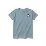 A sage short-sleeve crewneck t-shirt for youth featuring a graphic of a cat on the left chest.