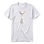 A ash grey short-sleeve crewneck t-shirt for adult featuring a graphic of a cat on the front.